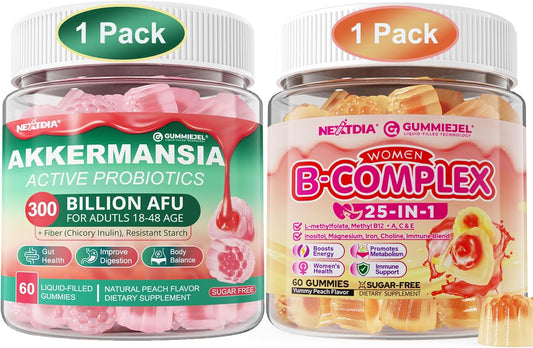 Women's Gut Health Bundle: Akkermansia Probiotics & Methylated B Complex Vitamin Gummies by Nextdia