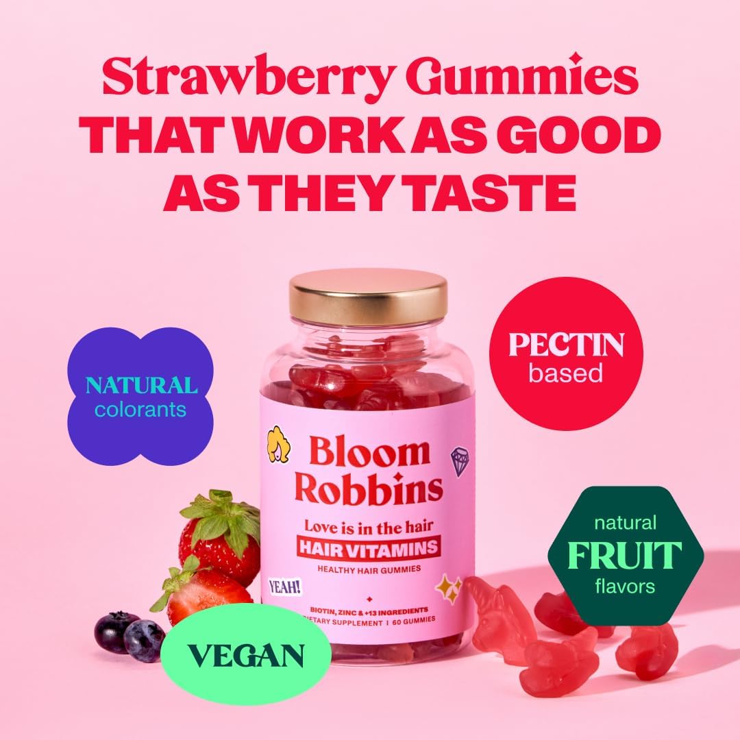 Women's Hair Growth Gummies with Biotin - Non-GMO Vegan Hair, Skin, and Nails Vitamins - 60 Gummies