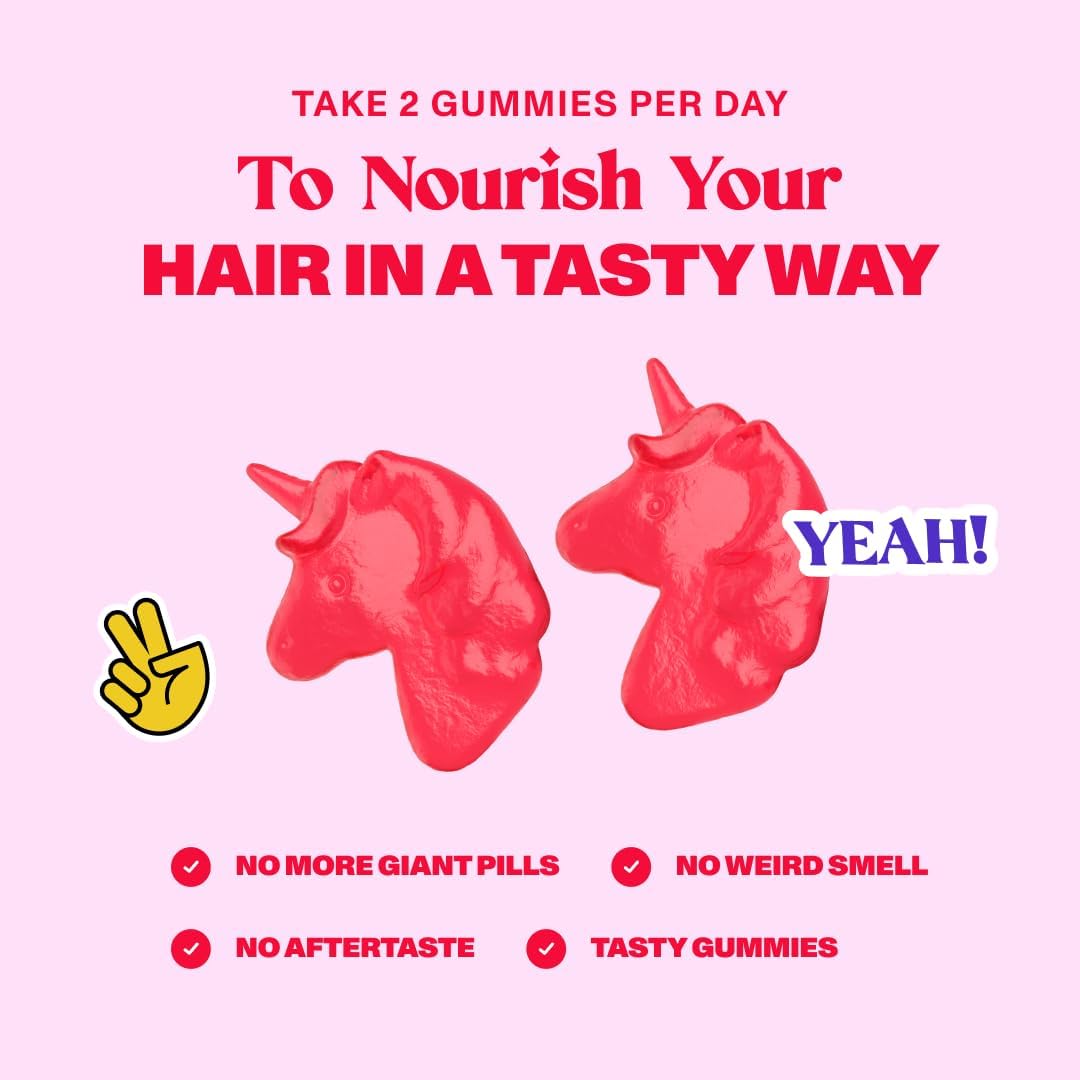 Women's Hair Growth Gummies with Biotin - Non-GMO Vegan Hair, Skin, and Nails Vitamins - 60 Gummies