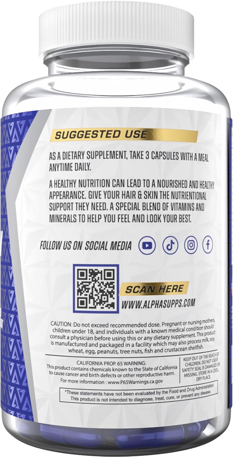 Women's Hair, Skin, and Nails Supplement - Boost HSN Health with Biotin, Collagen, and Vitamins - 90 Capsules for Hair Growth and Skin Radiance