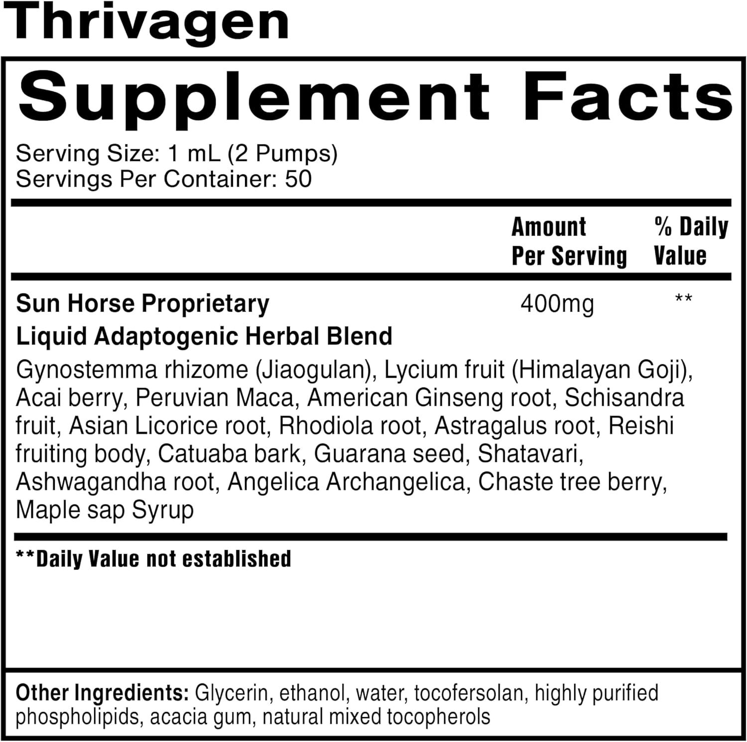 Women's Health Supplement with 15 Botanicals for Energy, Hormone Balance, and Adrenal Support - Quicksilver Scientific Thrivagen Adaptogenic Herbs - Shatavari, Rhodiola, Maca Root - 1.7oz