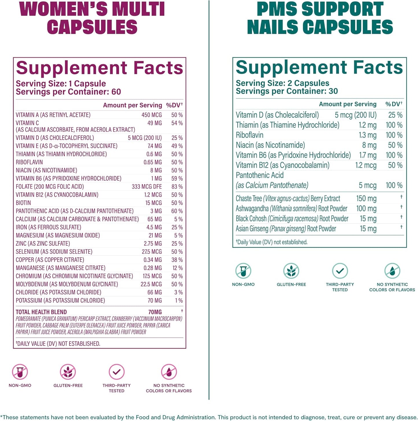 Women's Health Wellness Bundle: Multi + PMS Support Supplements, Non GMO, Promotes Healthy Mood & General Health