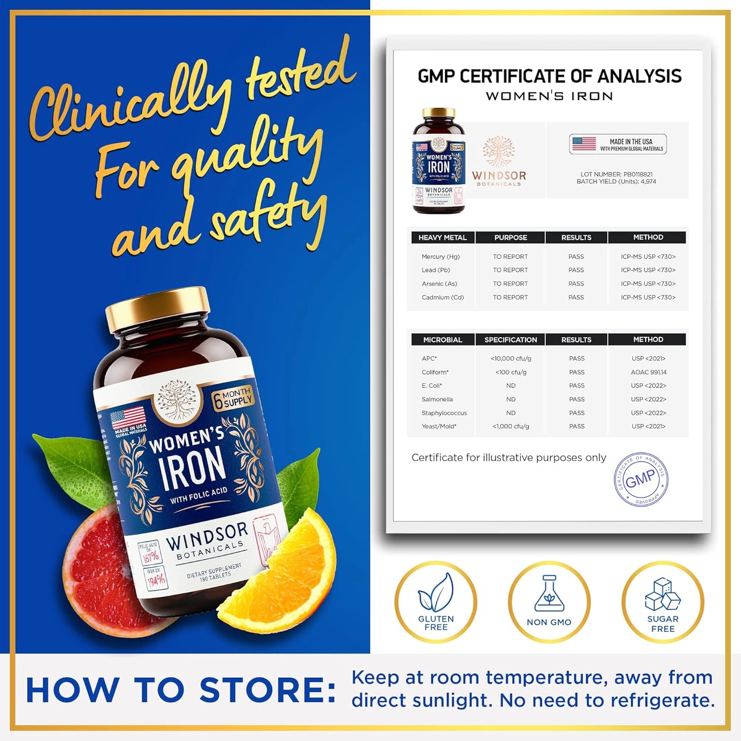 Women's Iron Supplement with Folic Acid - Gentle Iron for Anemia, Period, and Pregnancy Support - 180 Vegan Tablets - BoostGo Australia