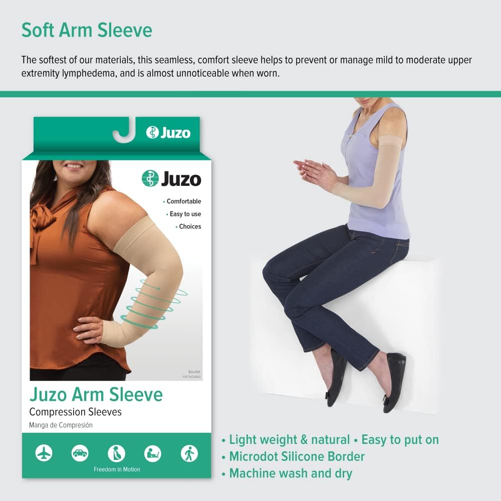 Women's Juzo Soft 2001 Standard Armsleeve with Silicone Top Band - 20-30mmHg Support