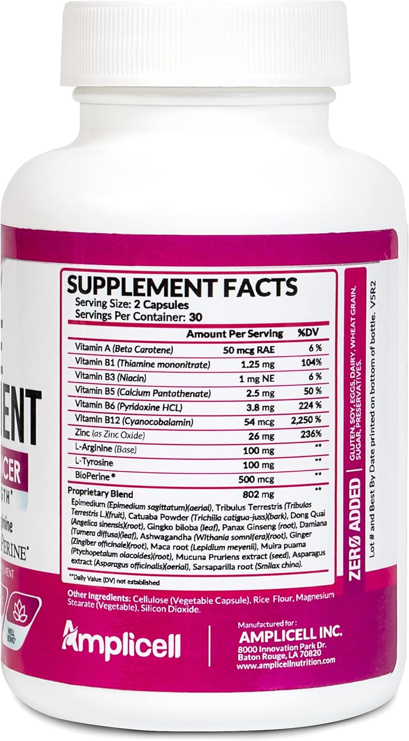 Women's Libido Booster & Multi Collagen Pills - Enhance Hair, Skin & Nails with Hydrolyzed Peptides - AMPLICELL 90Caps