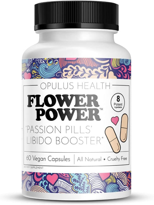 Women's Libido Enhancer Pills - Natural Energy Booster for Women - 60 Vegan Capsules - Flower Power Passion Boost