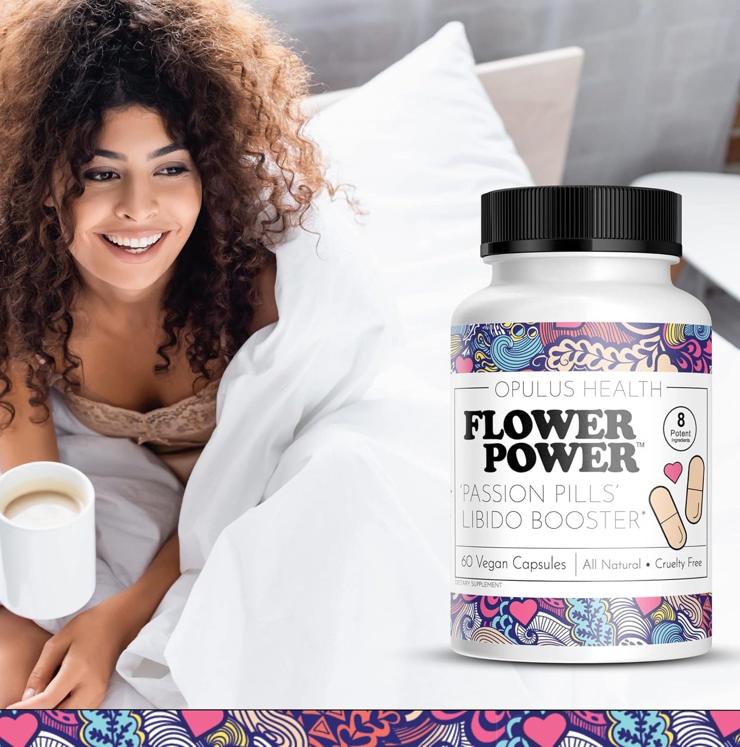 Women's Libido Enhancer Pills - Natural Energy Booster for Women - 60 Vegan Capsules - Flower Power Passion Boost
