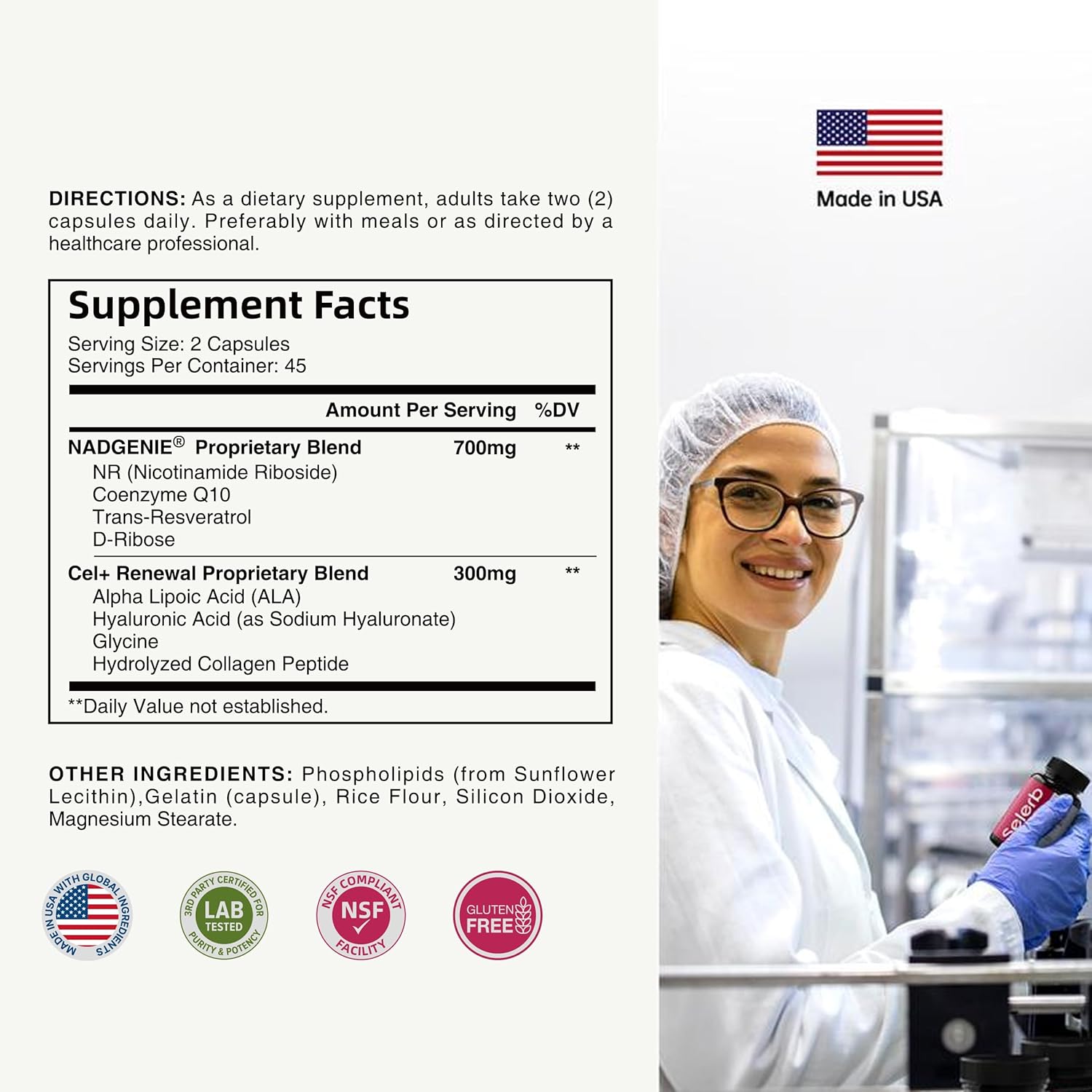 Women's Liposomal NAD+ Supplement with NMN Alternative - Supports Cellular Renewal, Energy, and Skin Health - 90 Capsules