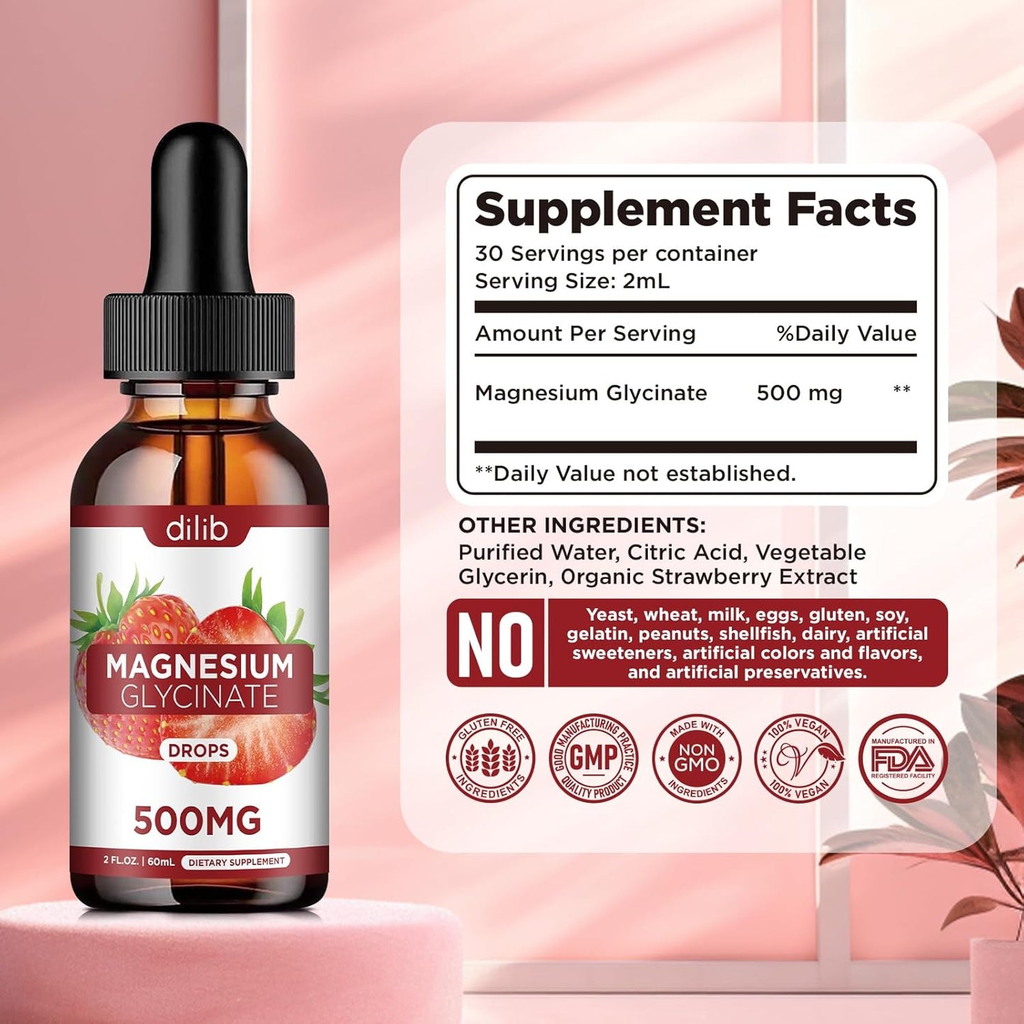 Women's Liquid Iron & Magnesium Glycinate Supplement Drops by dilib