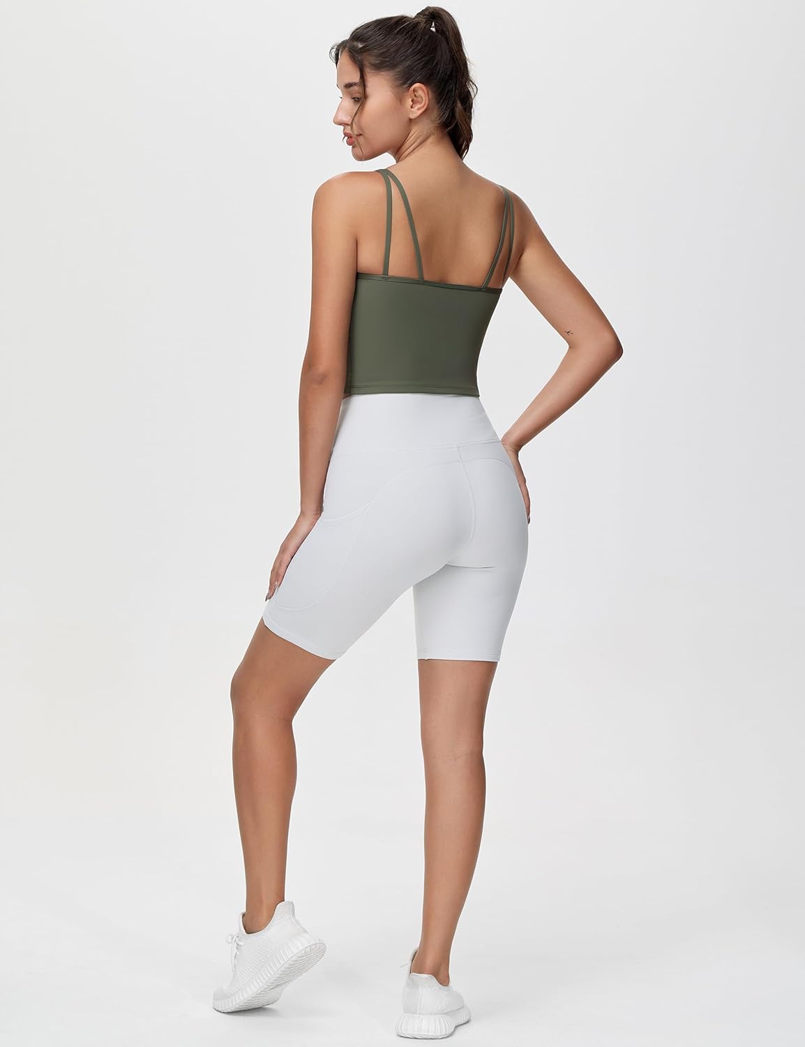 Women's Longline Sports Bra with Removable Padded Wireless Support for Workout and Yoga