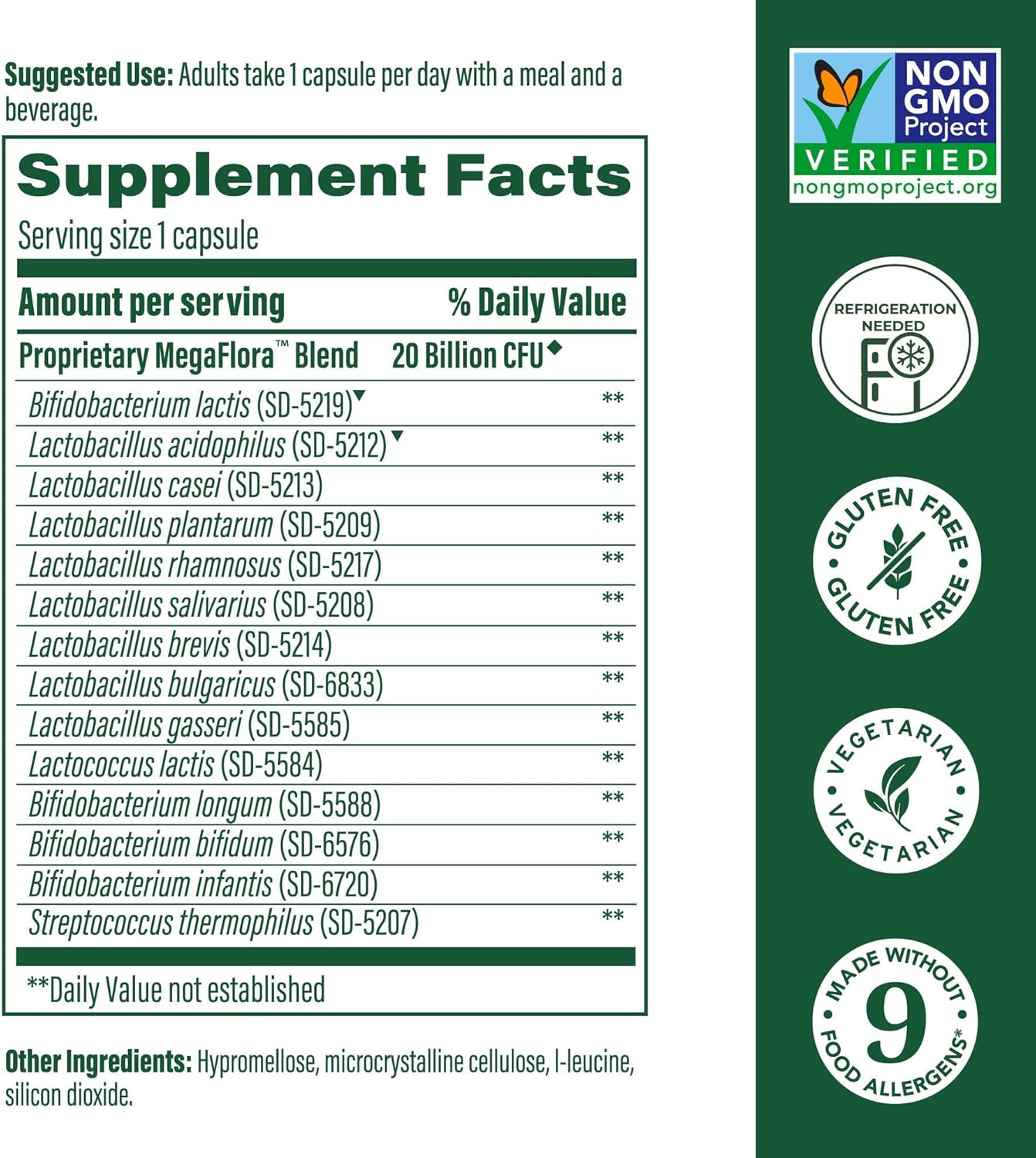 Women's MegaFood MegaFlora Probiotic - Digestive & Immune Support - 20 Billion CFU - 14 Strains - Non-GMO - 30 Mini Capsules