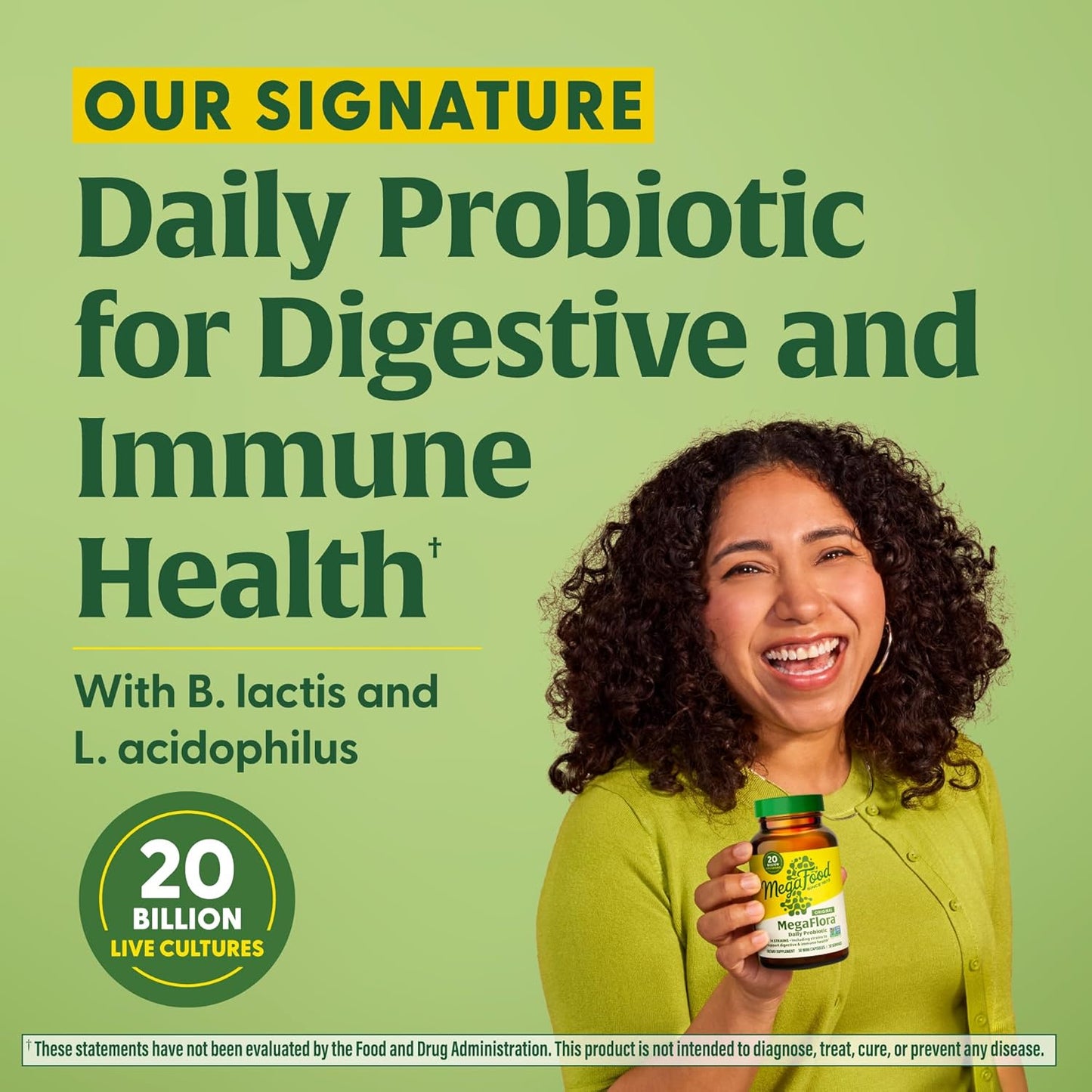 Women's MegaFood MegaFlora Probiotic - Digestive & Immune Support - 20 Billion CFU - 14 Strains - Non-GMO - 30 Mini Capsules