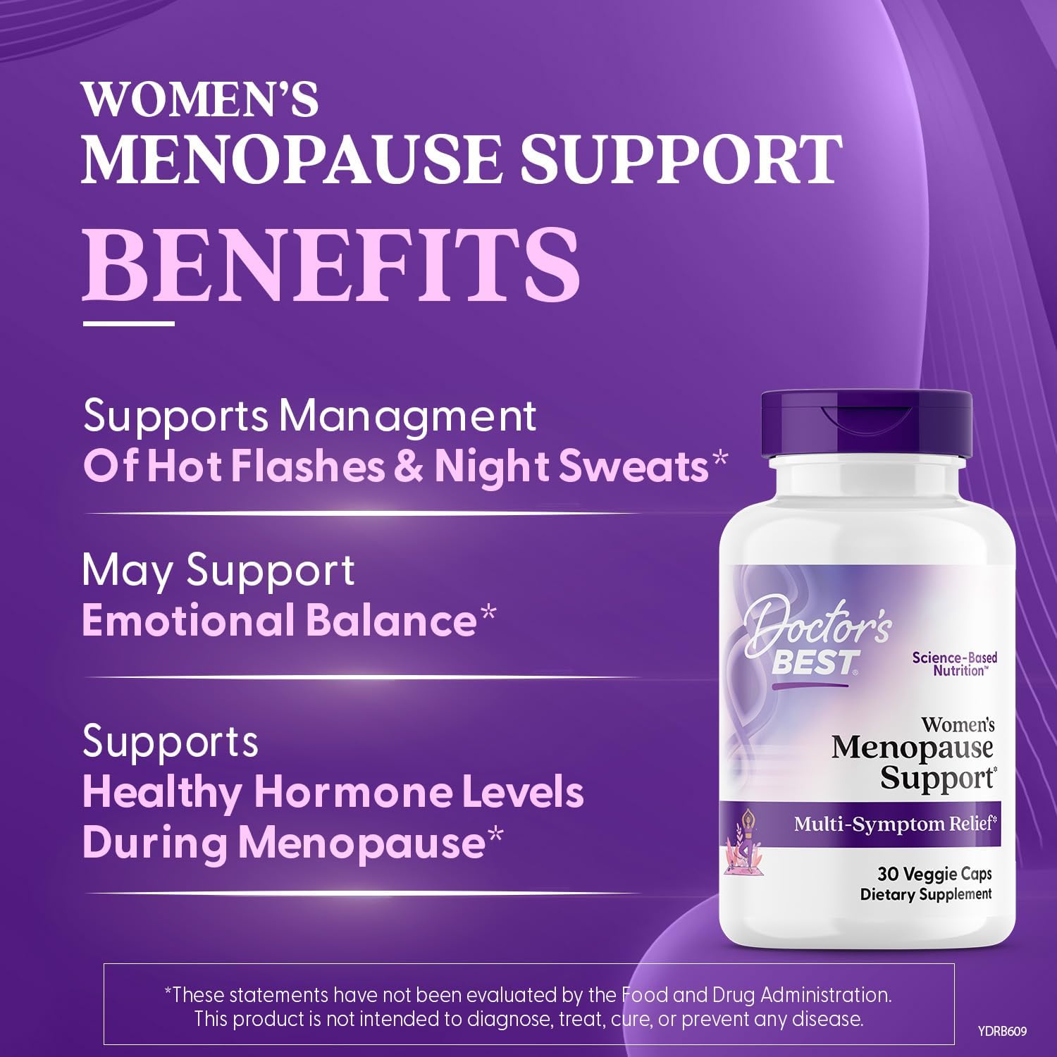 Women's Menopause Support Capsules for Multi-Symptom Relief - Non-GMO, Gluten-Free, Vegan - 30 Count
