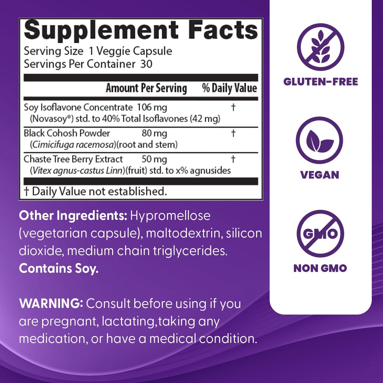 Women's Menopause Support Capsules for Multi-Symptom Relief - Non-GMO, Gluten-Free, Vegan - 30 Count