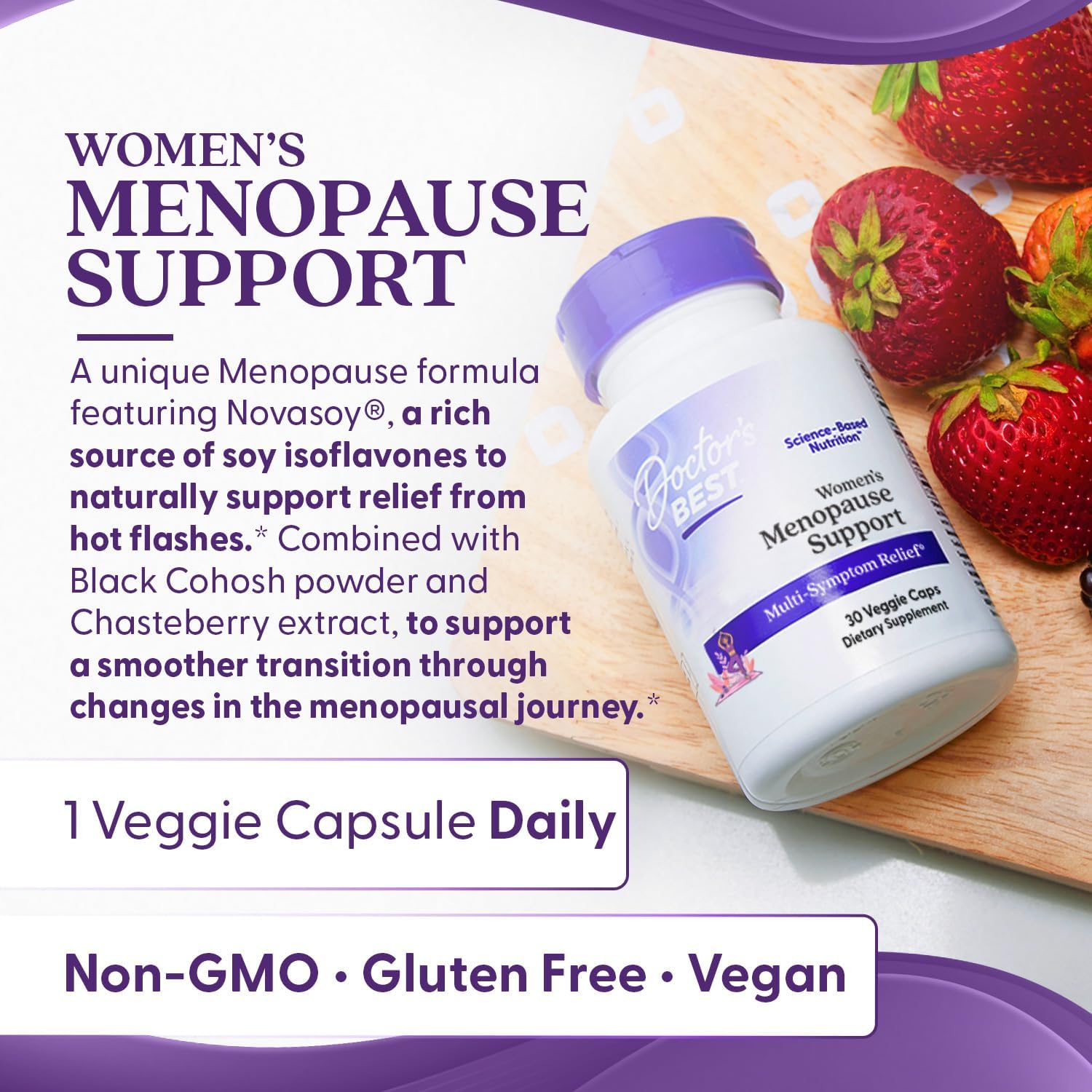 Women's Menopause Support Capsules for Multi-Symptom Relief - Non-GMO, Gluten-Free, Vegan - 30 Count