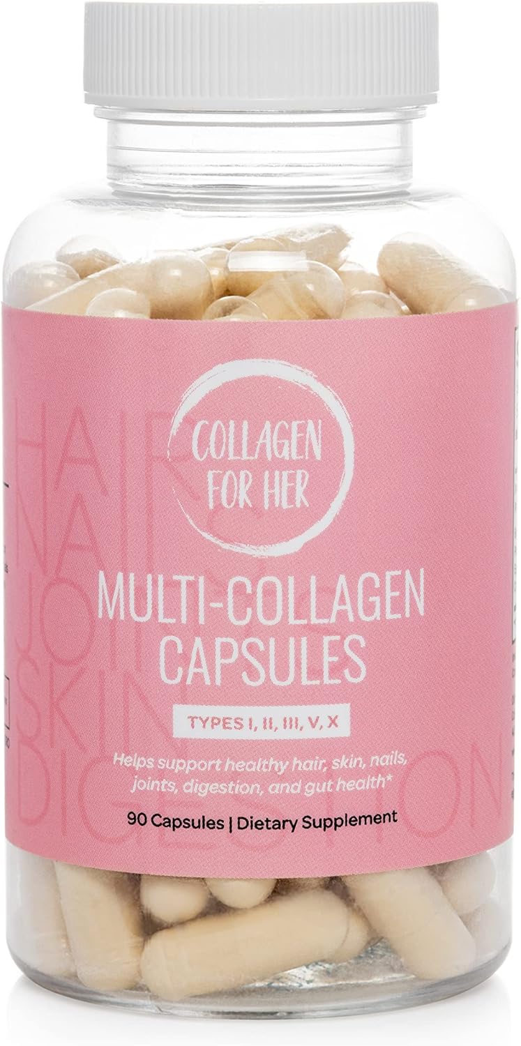 Women's Multi Collagen Capsules with Hydrolyzed Peptides (Types I, II, III, V, X) - Vitamin Supplement for Hair, Skin, Nails, and Joints (90 ct.)