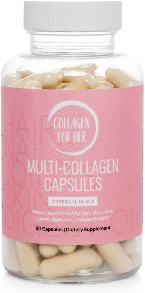 Women's Multi Collagen Capsules with Hydrolyzed Peptides (Types I, II, III, V, X) - Vitamin Supplement for Hair, Skin, Nails, and Joints (90 ct.)