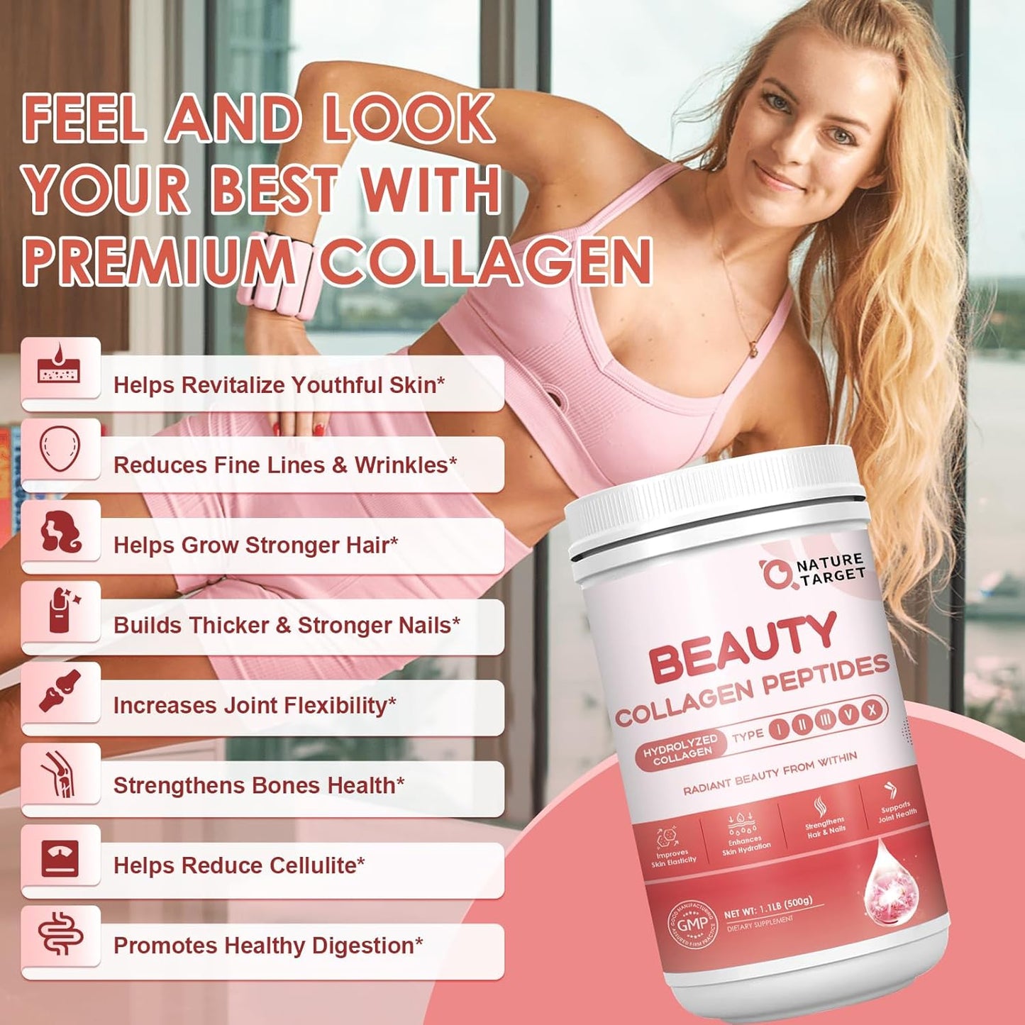 Women's Multi Collagen Powder with Vitamin C, Biotin, and Hyaluronic Acid - Unflavored, Keto & Paleo Friendly - Easy to Dissolve, Non-GMO Beauty Supplement - BoostGo Australia