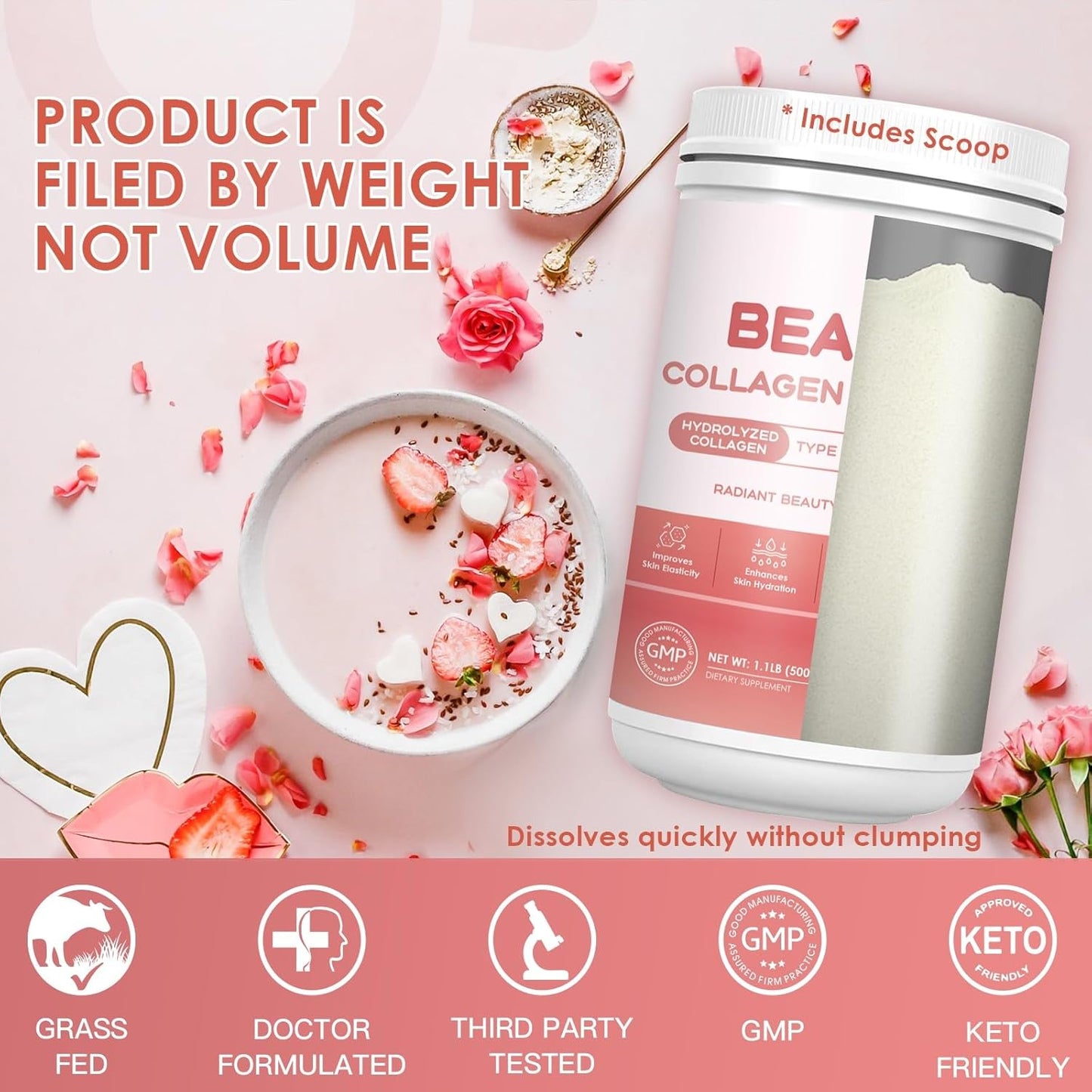Women's Multi Collagen Powder with Vitamin C, Biotin, and Hyaluronic Acid - Unflavored, Keto & Paleo Friendly - Easy to Dissolve, Non-GMO Beauty Supplement - BoostGo Australia