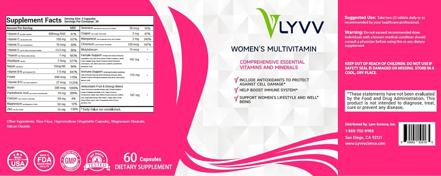 Women's Multivitamin by Lyvv: Essential Daily Nutrients for Women's Health and Wellness