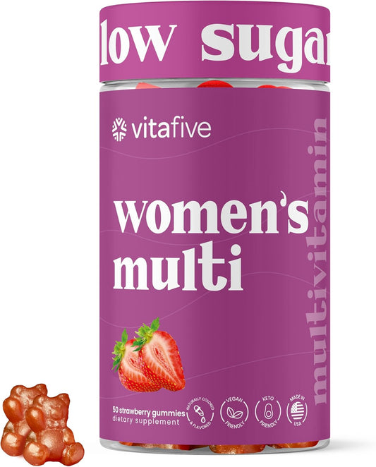 Women's Multivitamin Gummies with Biotin, D3, B12 & Zinc - Low Sugar & Gluten Free (50 Ct) - BoostGo Australia