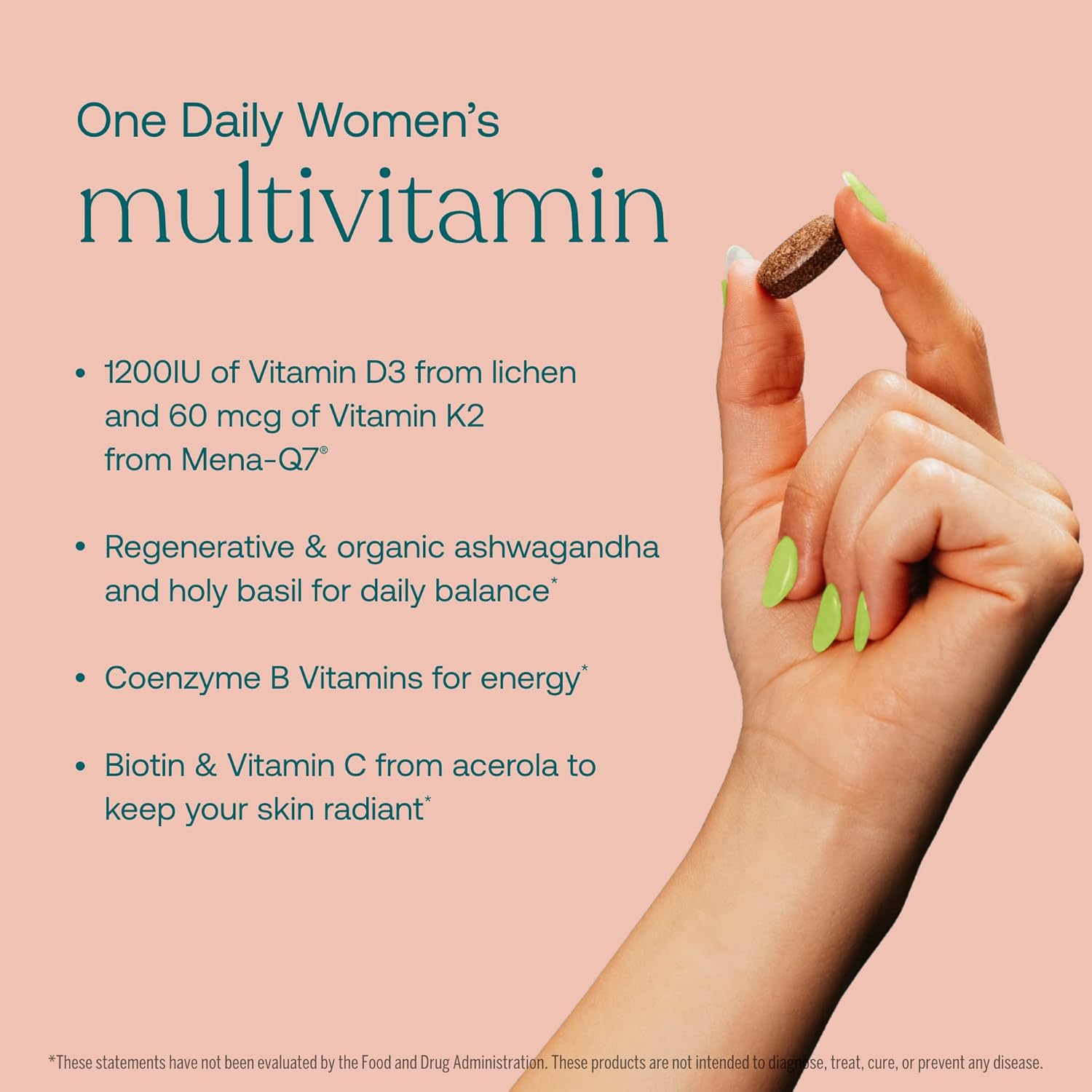 Women's Multivitamin with Fermented Minerals, Organic Adaptogens, Mushrooms - Immune & Energy Support - Non-GMO, Gluten Free, Soy Free - 90 Vegan Tablets