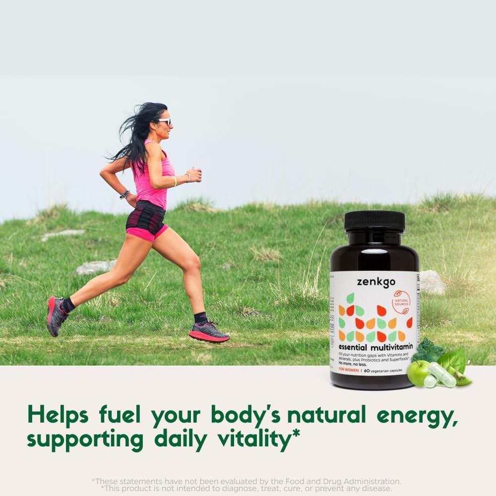 Women's Multivitamin with Organic Whole Foods, Probiotics, Immunity & Energy Support, Vegan D3, K2, Folate, Superfoods (60 Capsules)