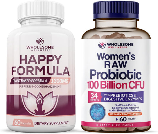 Women's Natural Probiotic Supplement Bundle with 100 Billion CFUs + Organic Relief Formula