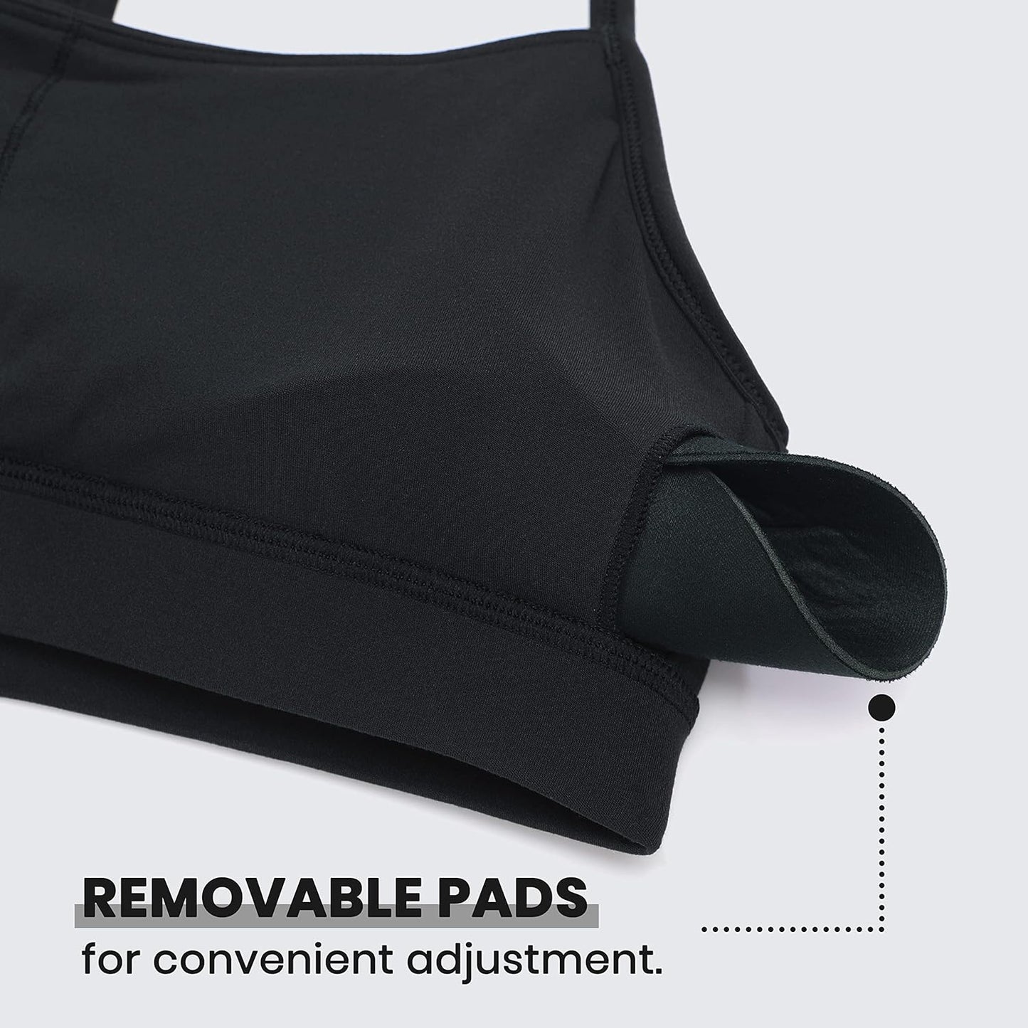 Women's Padded Racerback Sports Bra with Spaghetti Straps for Yoga and Workouts