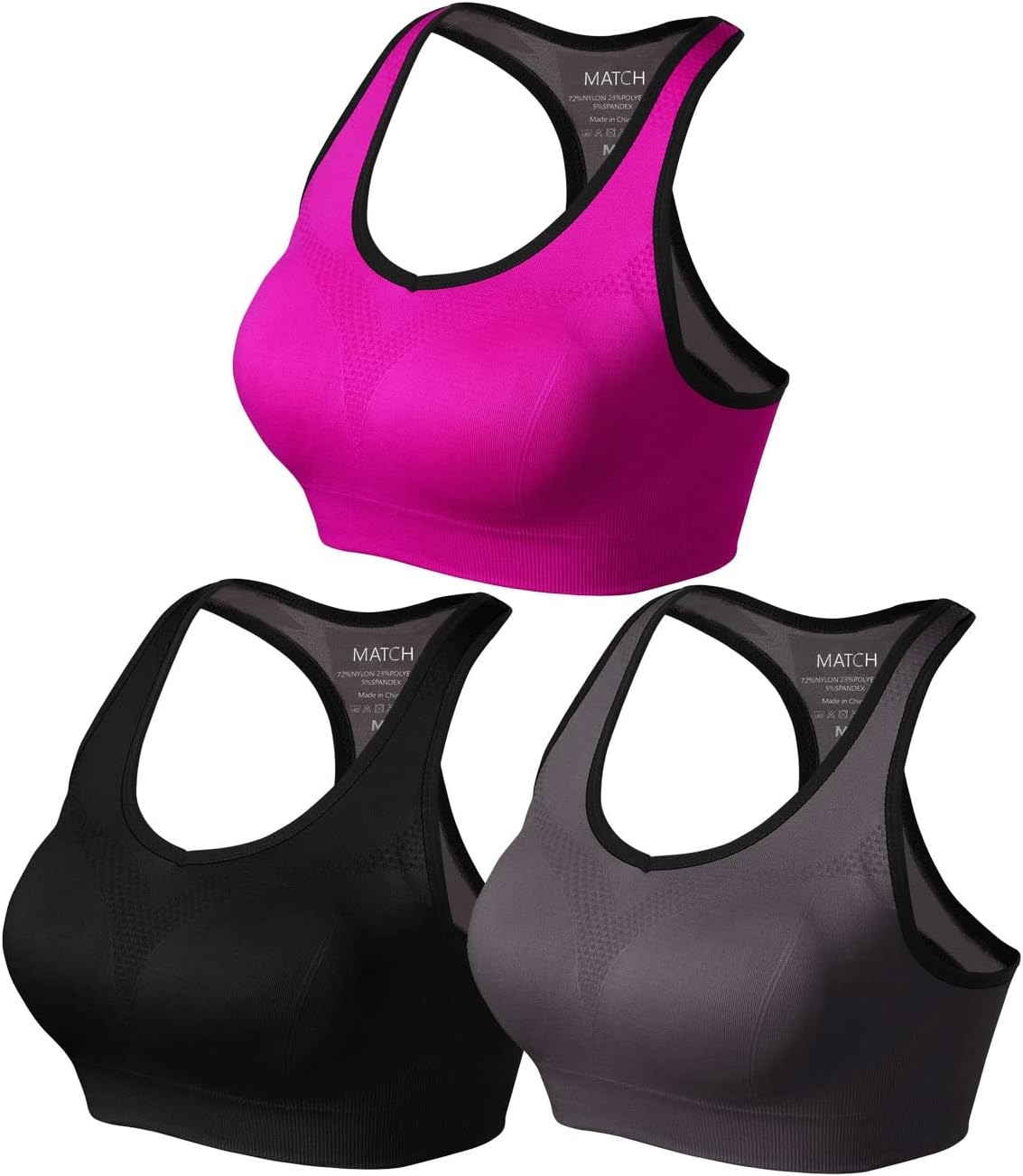 Women's Padded Seamless Racerback Sports Bras - Ideal for Yoga, Gym, Running & Fitness - Strappy Workout Tops