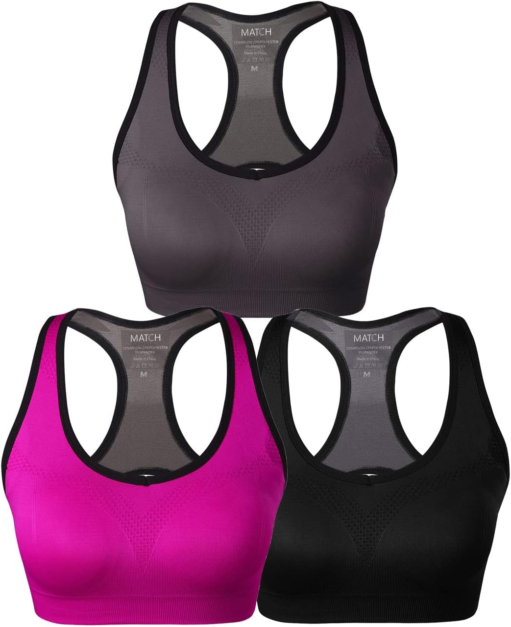 Women's Padded Seamless Racerback Sports Bras - Ideal for Yoga, Gym, Running & Fitness - Strappy Workout Tops