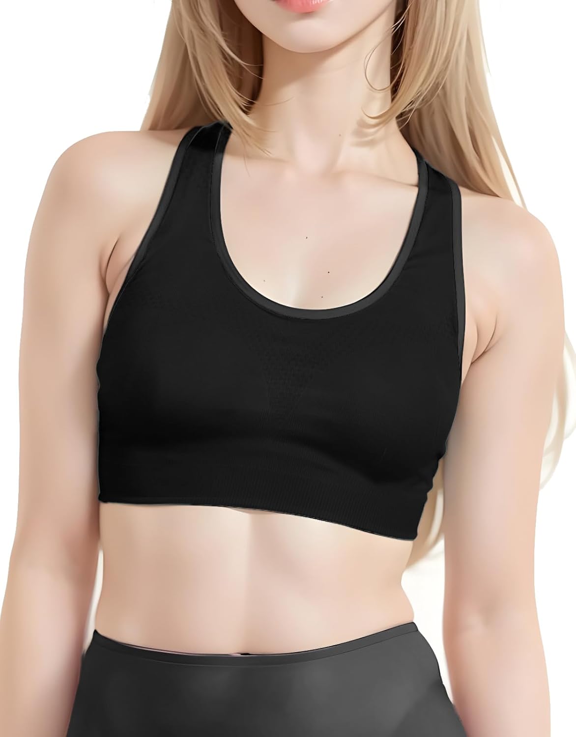 Women's Padded Seamless Racerback Sports Bras - Ideal for Yoga, Gym, Running & Fitness - Strappy Workout Tops