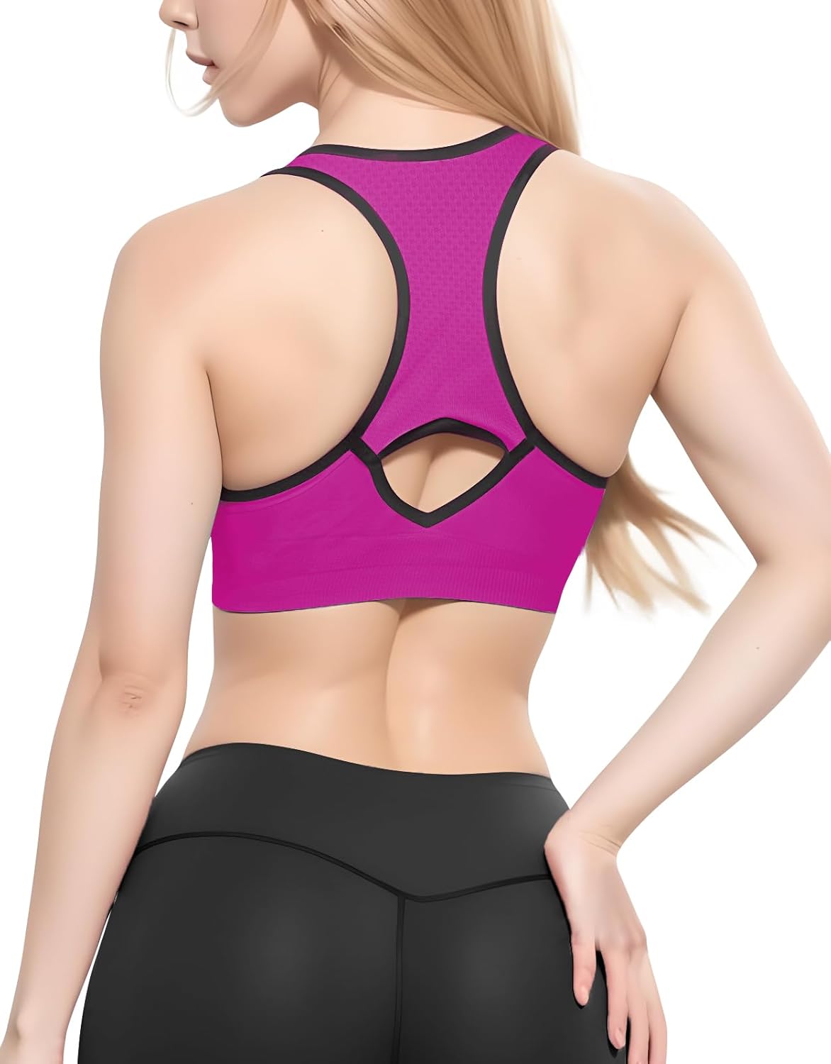 Women's Padded Seamless Racerback Sports Bras - Ideal for Yoga, Gym, Running & Fitness - Strappy Workout Tops