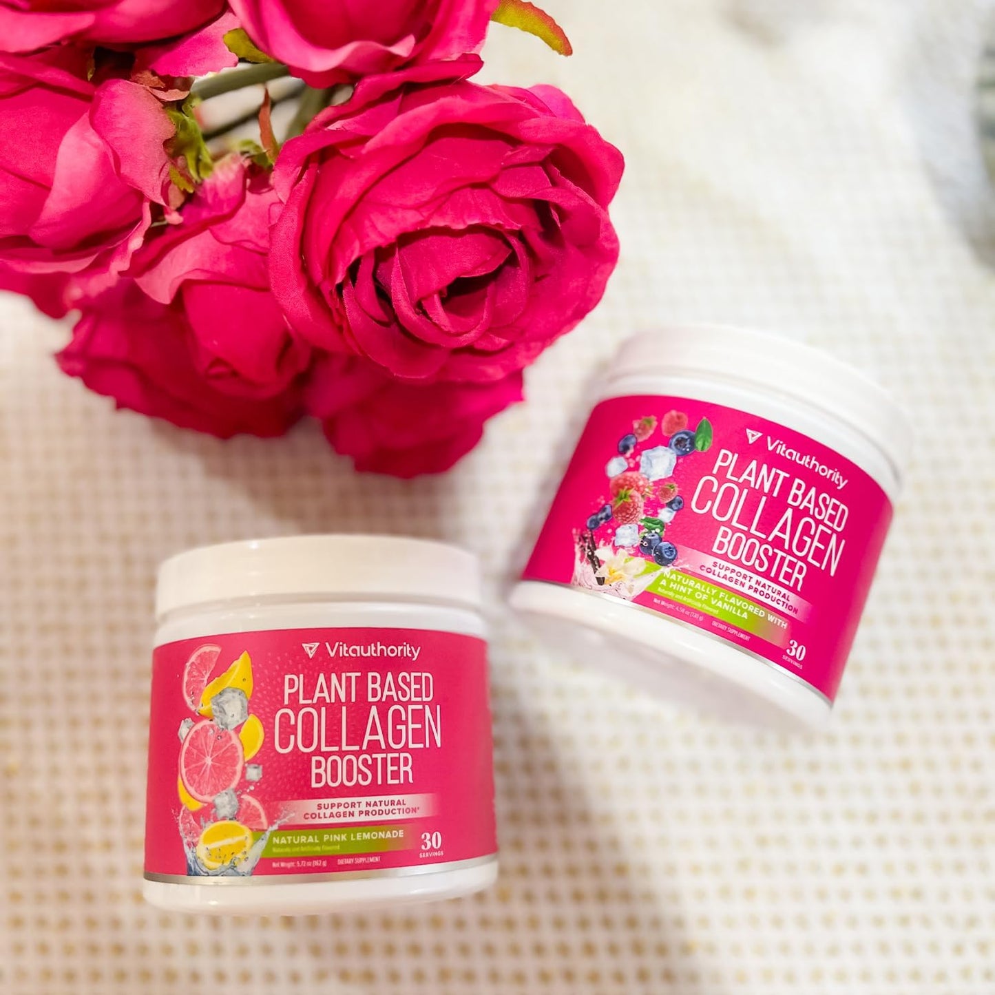 Women's Plant-Based Collagen Powder with Vegan Hair Skin Nails Vitamins - Hyaluronic Acid Supplement for Skin & Hair