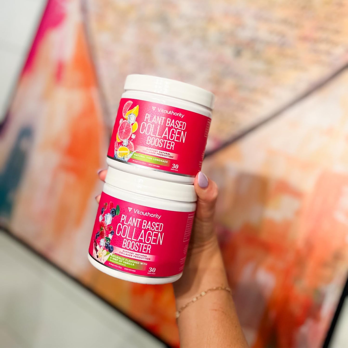 Women's Plant-Based Collagen Powder with Vegan Hair Skin Nails Vitamins - Hyaluronic Acid Supplement for Skin & Hair