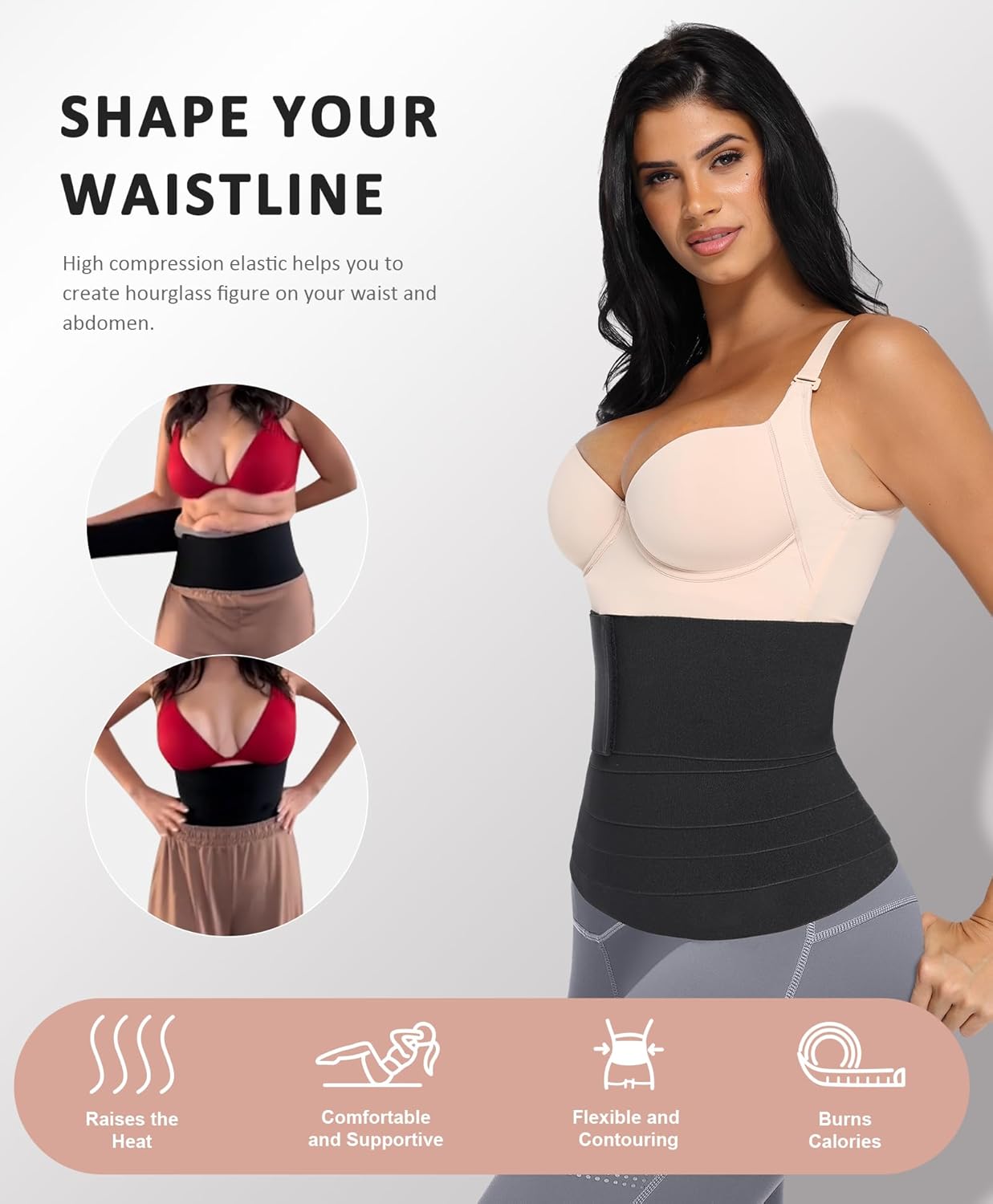Women's Plus Size Waist Trainer Snatch Bandage Tummy Wrap for Gym Sport - FeelinGirl