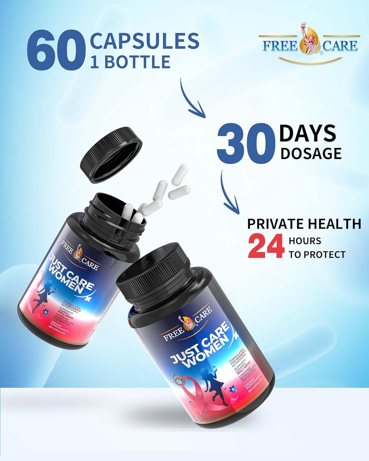 Women's Probiotic 50 Billion CFU Supplement with 8 Strains, Cranberry Extract, Acidophilus, Prebiotics & Selenium - 60 Capsules for Digestive & Feminine Health - Gluten & Dairy Free