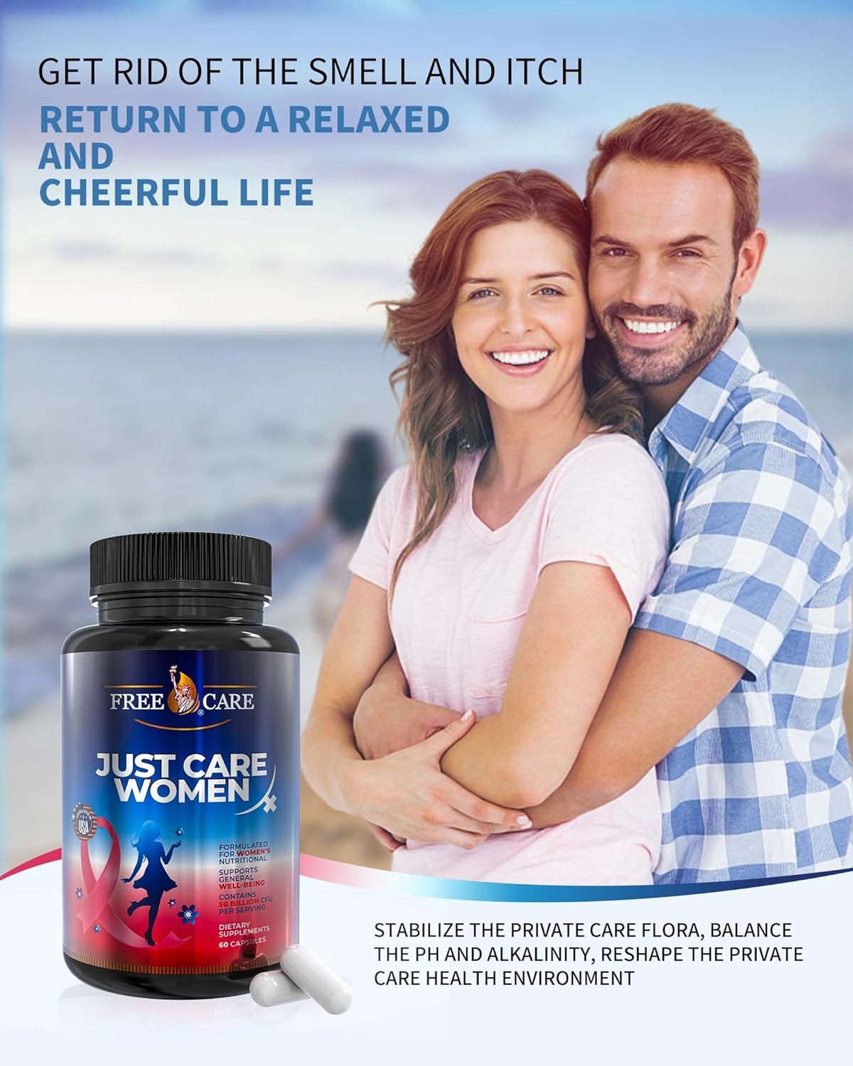Women's Probiotic 50 Billion CFU Supplement with 8 Strains, Cranberry Extract, Acidophilus, Prebiotics & Selenium - 60 Capsules for Digestive & Feminine Health - Gluten & Dairy Free