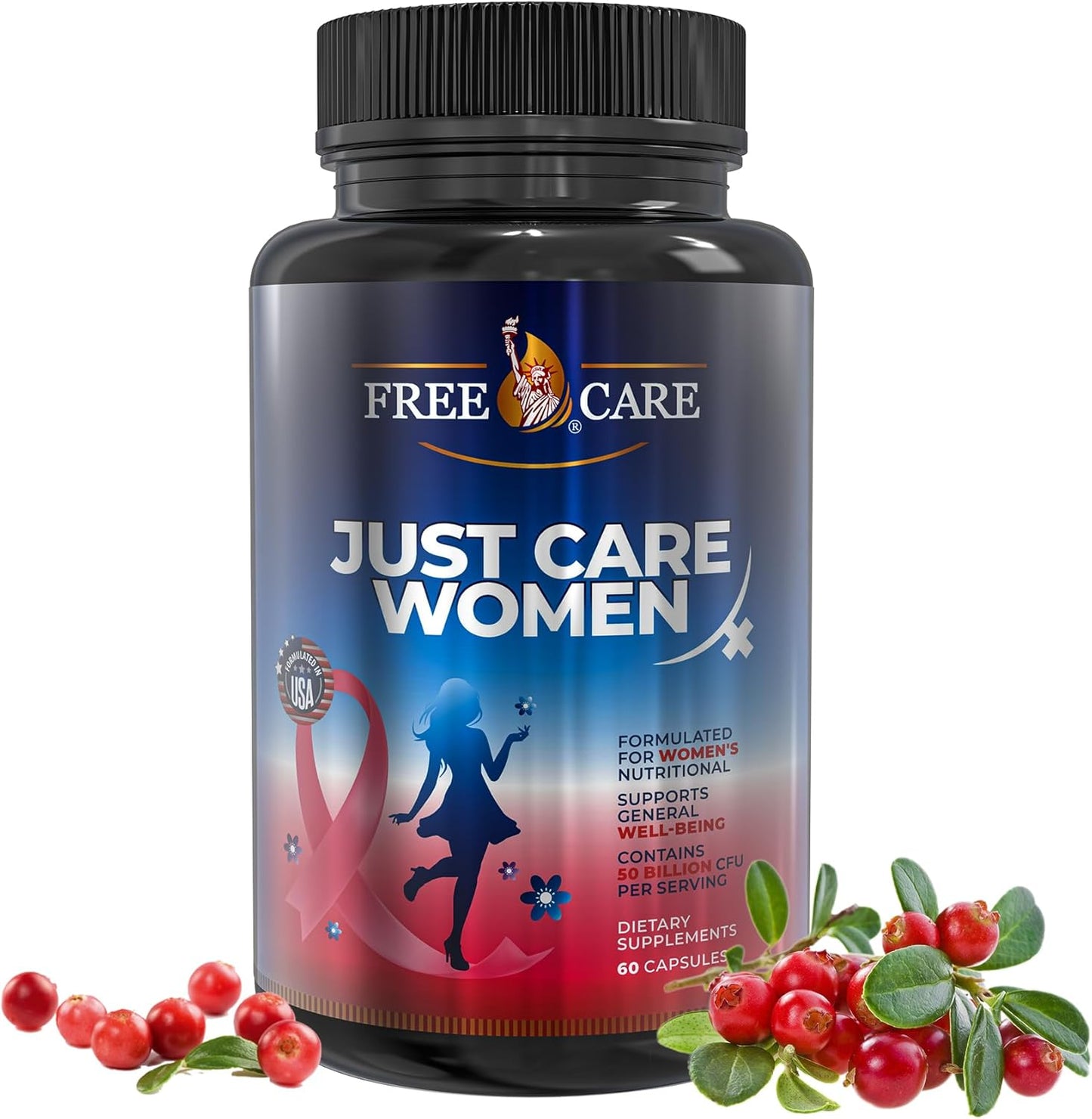 Women's Probiotic 50 Billion CFU Supplement with 8 Strains, Cranberry Extract, Acidophilus, Prebiotics & Selenium - 60 Capsules for Digestive & Feminine Health - Gluten & Dairy Free