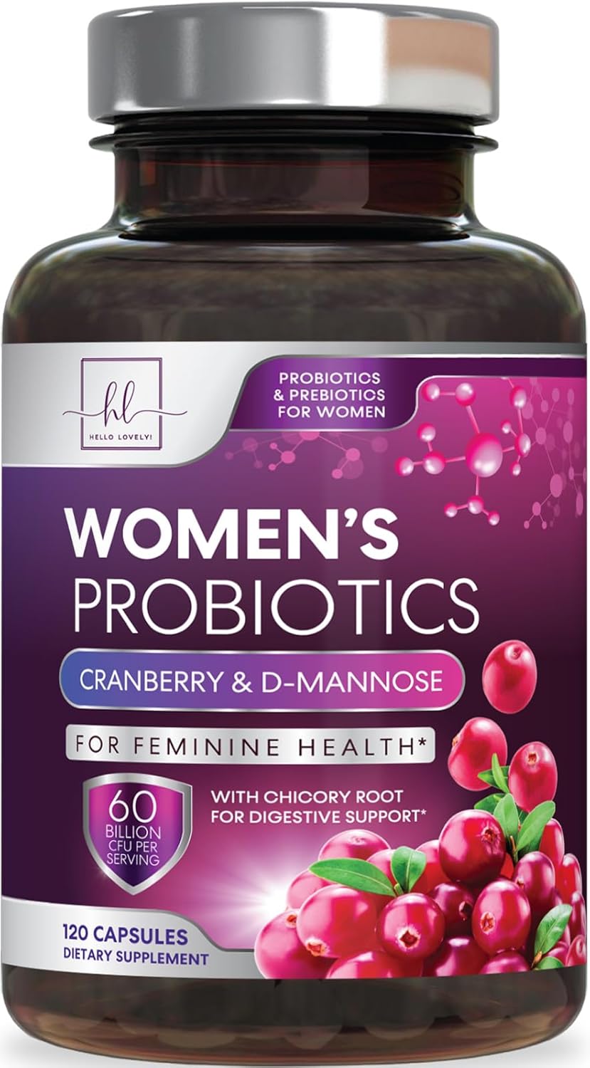 Women's Probiotic 60 Billion CFU, 16 Strains for pH Balance, Vaginal & Digestive Health, Prebiotic + Cranberry - 120 Capsules