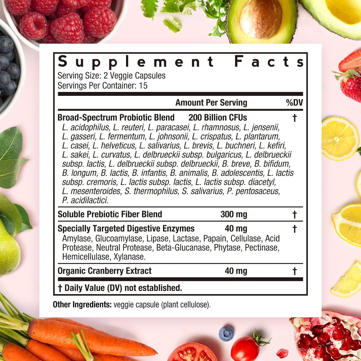 Women's Probiotic Blend with 200 Billion CFUs, 36 Strains, Prebiotics, Enzymes, Cranberry - Supports Vaginal, Urinary, Digestive & Immune Health - 30 Capsules