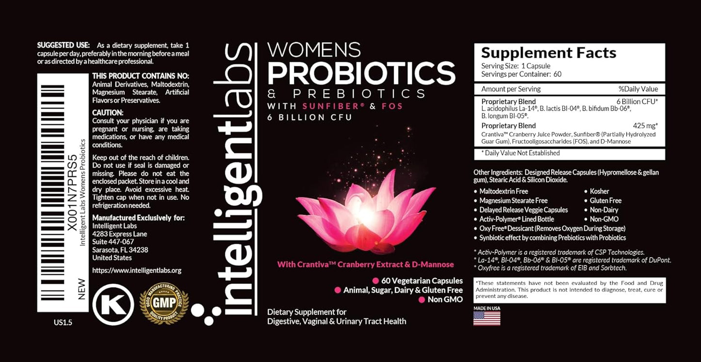 Women's Probiotic Blend with Cranberry & Prebiotics, 6 Billion CFU, 2 Months Supply, One-a-Day Capsule - BoostGo Australia
