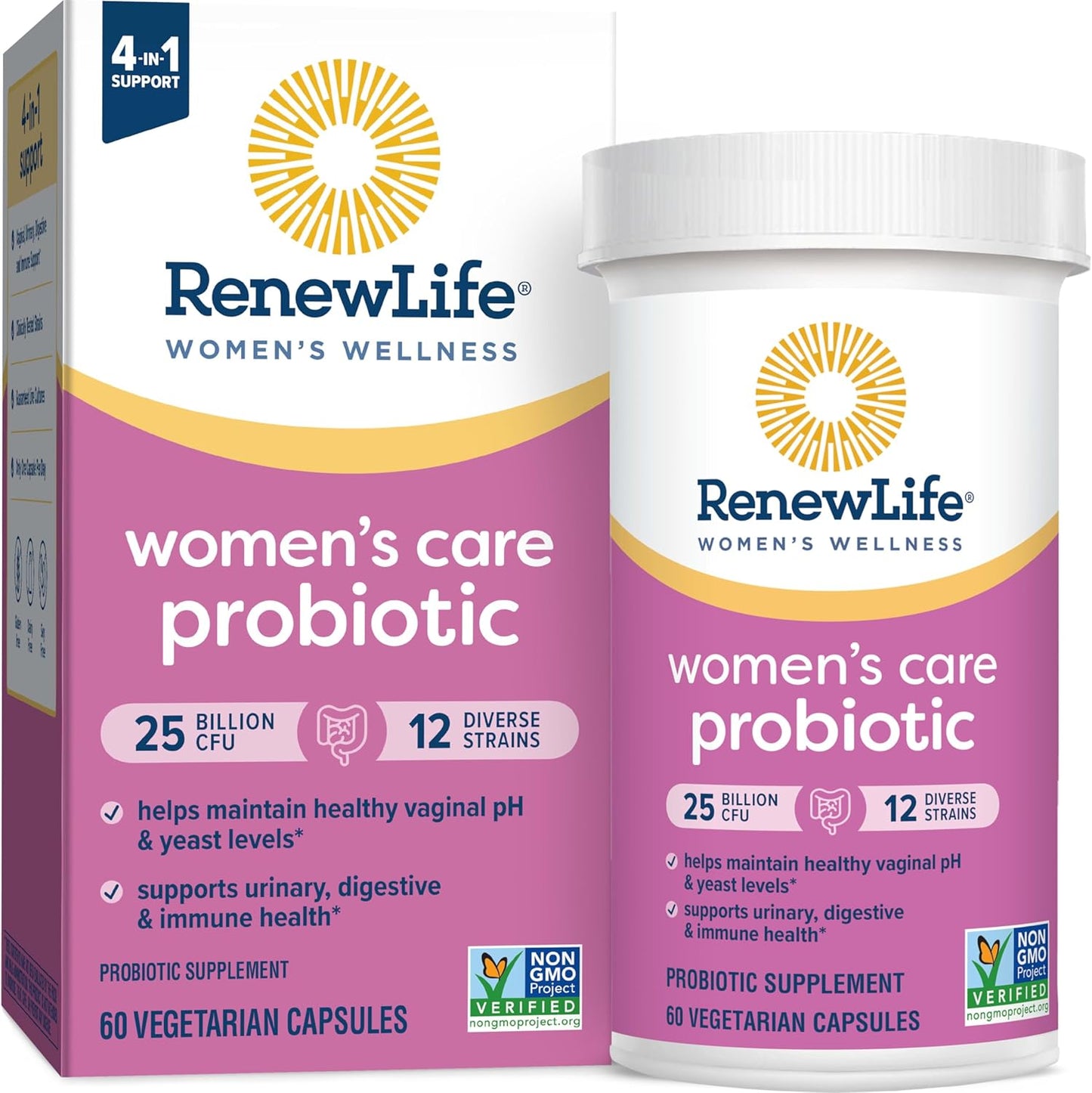Women's Probiotic Capsules with L. Rhamnosus GG - Supports pH Balance, Vaginal, Urinary, Digestive, Immune Health - Dairy, Soy, Gluten-Free - 25 Billion CFU - 60 Ct
