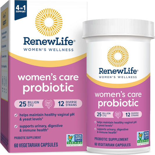 Women's Probiotic Capsules with L. Rhamnosus GG - Supports pH Balance, Vaginal, Urinary, Digestive, Immune Health - Dairy, Soy, Gluten-Free - 25 Billion CFU - 60 Ct