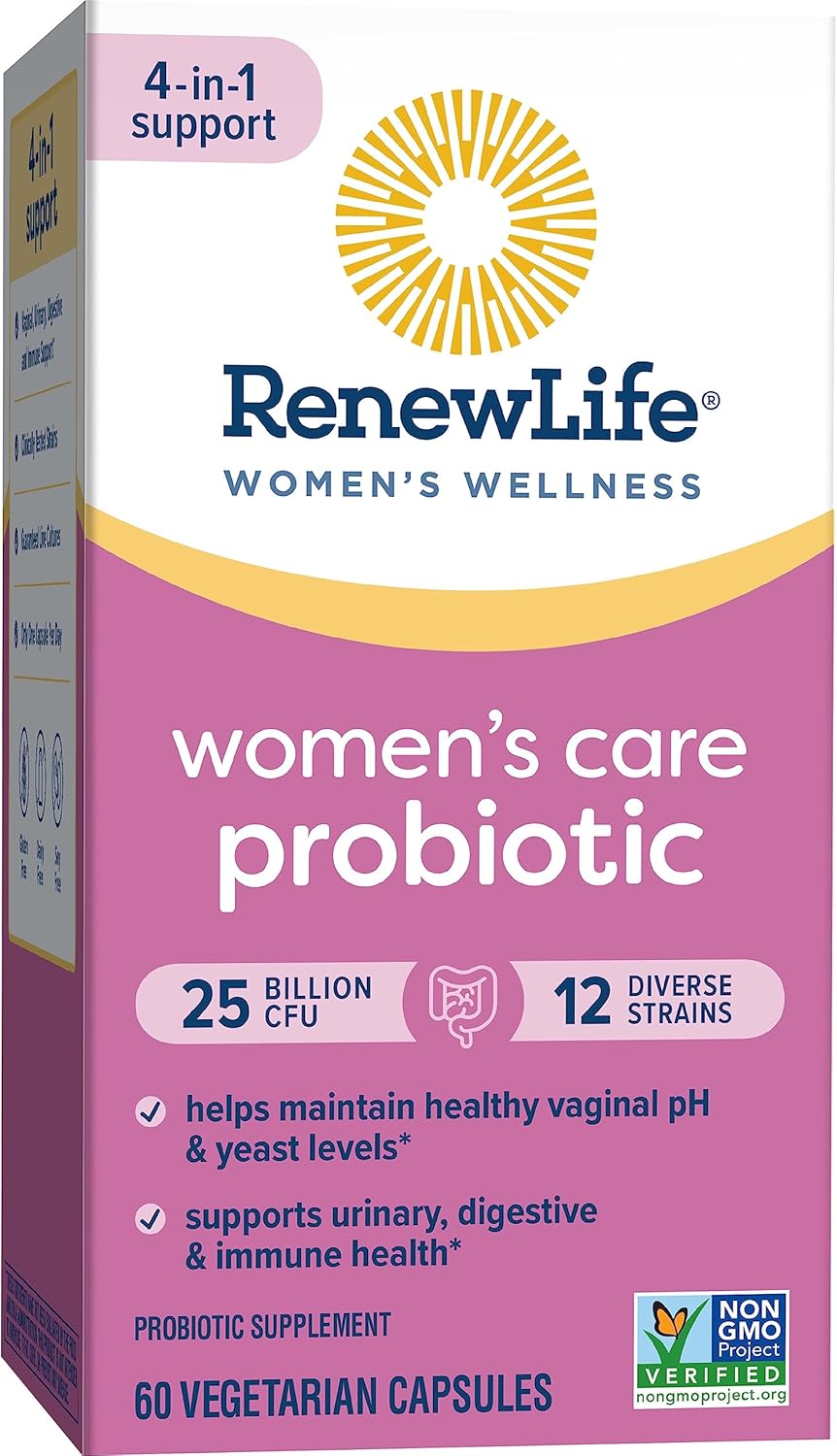 Women's Probiotic Capsules with L. Rhamnosus GG - Supports pH Balance, Vaginal, Urinary, Digestive, Immune Health - Dairy, Soy, Gluten-Free - 25 Billion CFU - 60 Ct