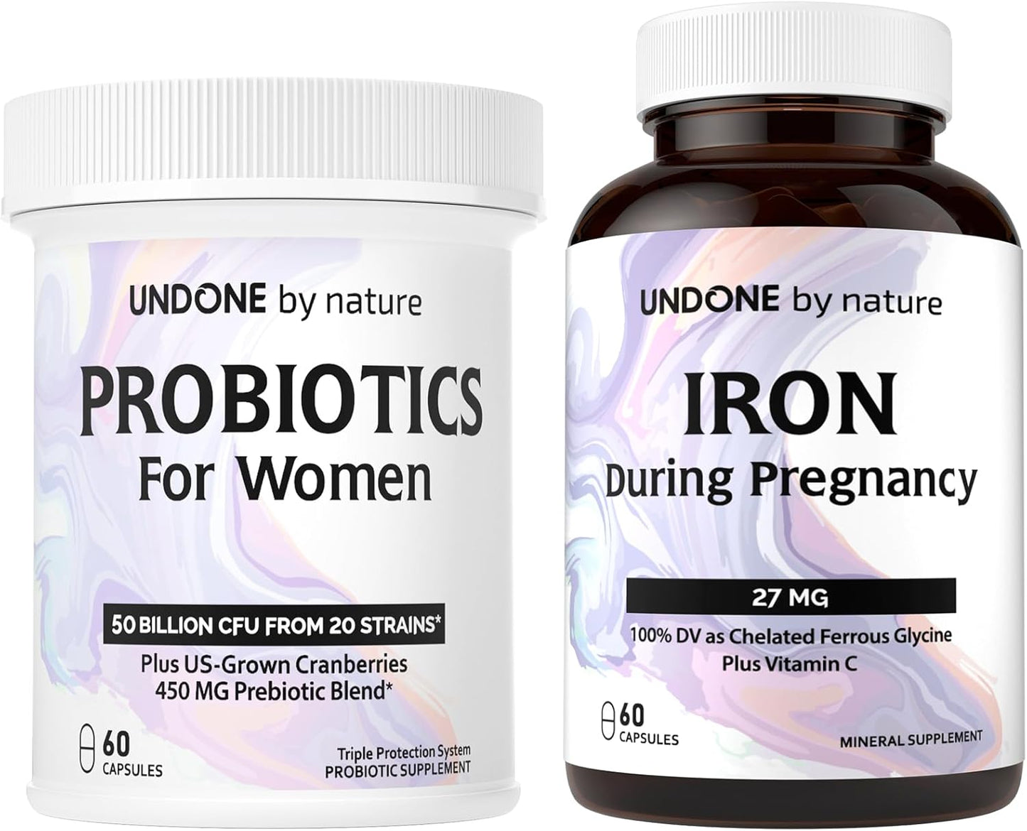 Women's Probiotic & Iron Combo Pack (60ct each) for Pregnancy: Supports Women's Health, Blood Health, Energy, and Digestion with High Absorption and Delayed Release Formula - BoostGo Australia