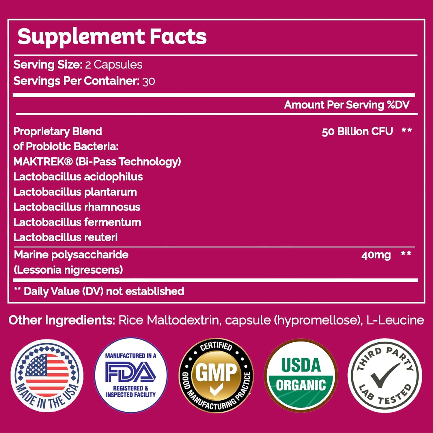 Women's Probiotic Supplement - 50 Billion CFU for Digestive, Vaginal, Urinary & Gut Health - Acidophilus, Reuteri - Made in USA - 60 Count