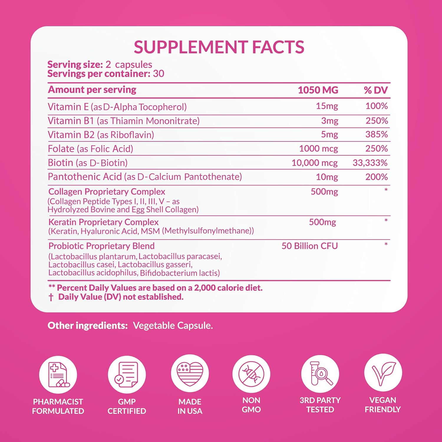 Women's Probiotic Supplement for Gut Health & Beauty - 50 Billion CFU with Collagen, Biotin, Keratin - Digestive Health & Bloating Relief - Made in USA