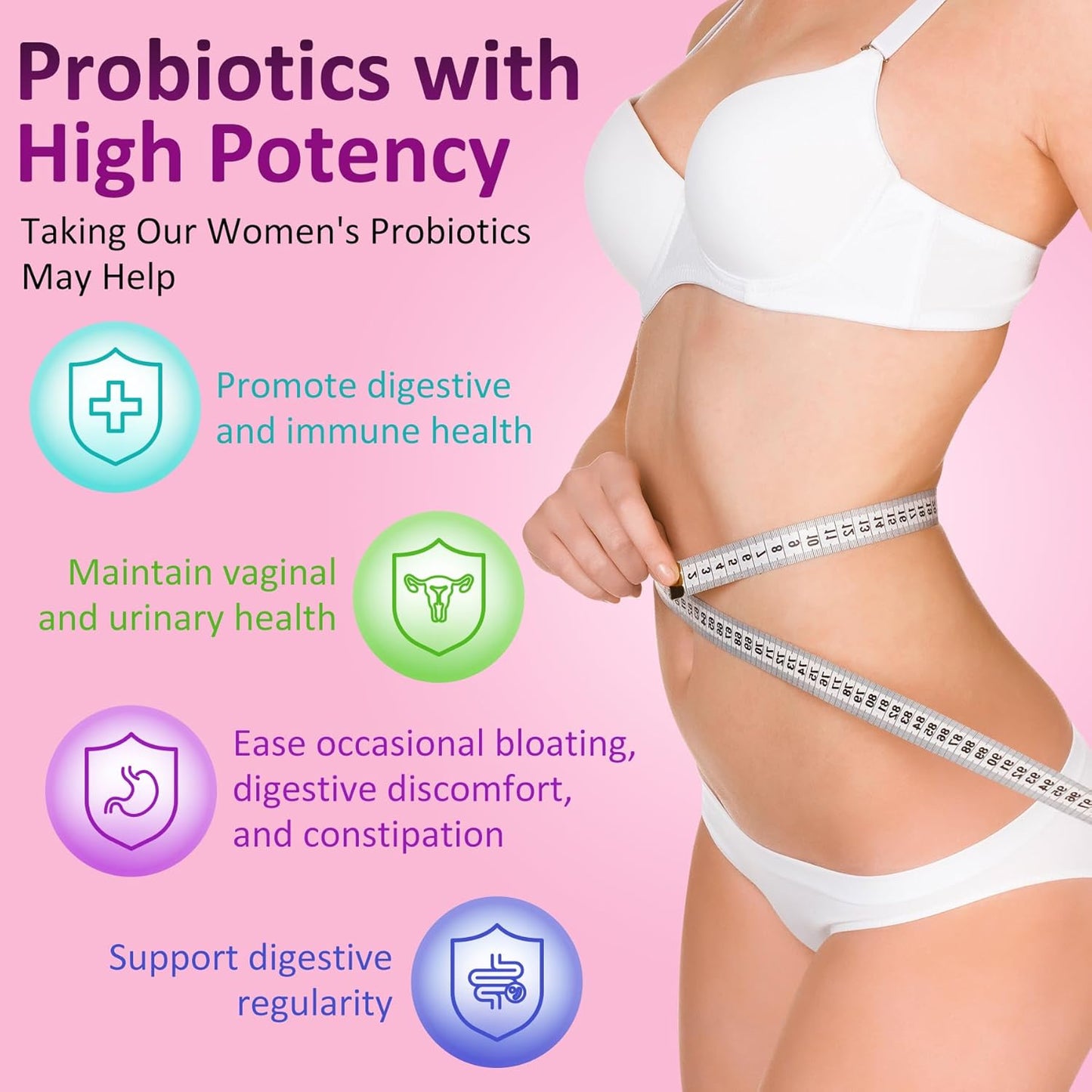 Women's Probiotic Supplement with 190 Billion CFU, 10 Strains, Postbiotics - Immune, Digestive, Gut, Vaginal & Urinary Health - Supports Constipation, Gas & Bloating - 120 Capsules