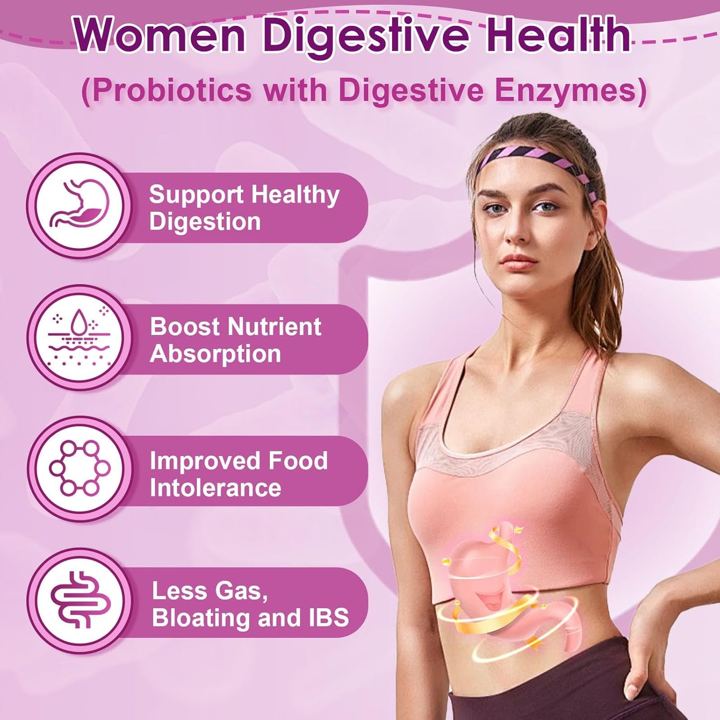 Women's Probiotic with 100 Billion CFUs, Digestive Enzymes, Prebiotics, Cranberry - 180 Capsules